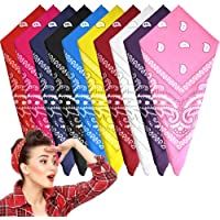 FEPITO 10 Piezas Paisley Bandanas Pañuelos de Vaquero Surtidos Unisex Novedad Estampado de la Cabeza Envoltura Bufanda…